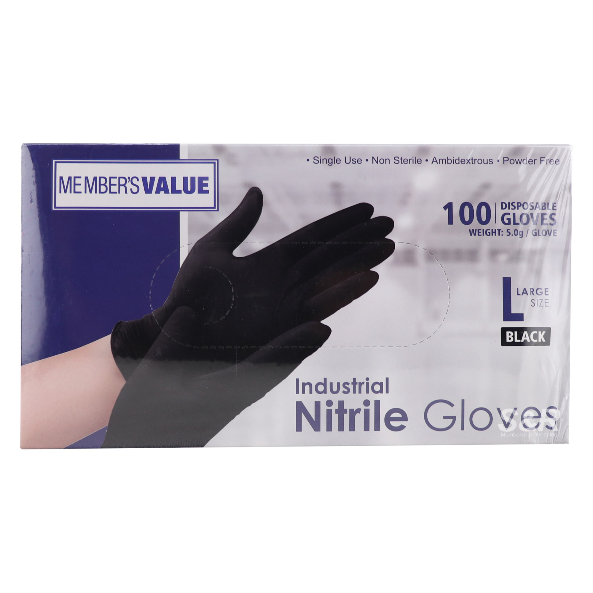 Member's Value Large Industrial Disposable Nitrile Gloves 100pcs